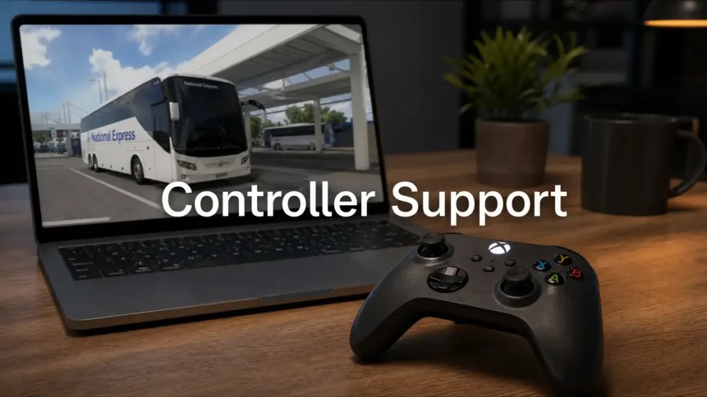 A high-tech UI concept showing steering sensitivity sliders and icons with 'Control Settings' title.