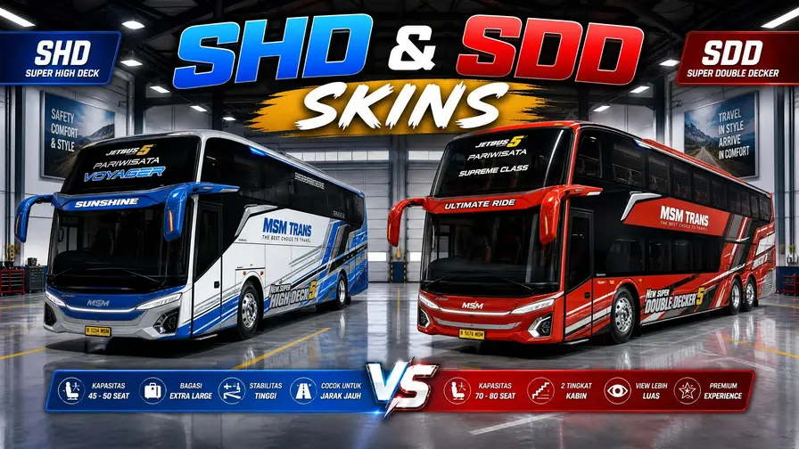 SHD aur SDD bus models ke darmiyan liveries ka muqabla aur farq.