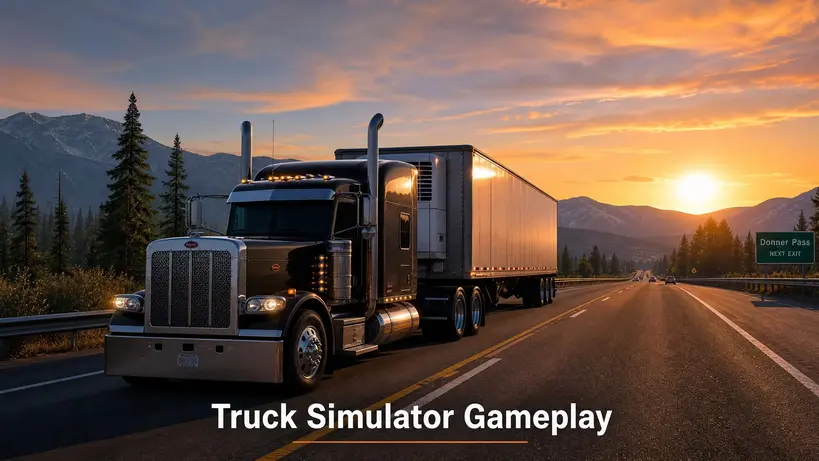Truck Simulator Gameplay showing cargo delivery on highway