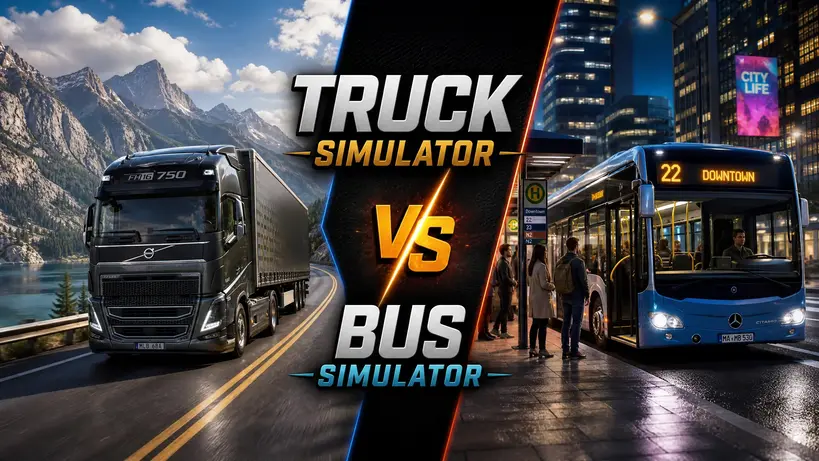 Truck Simulator vs Bus Simulator comparison header image
