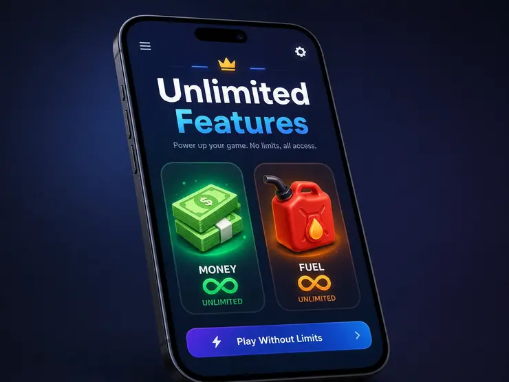 Smartphone showing unlimited game resources.
