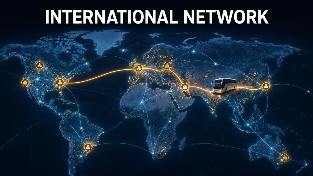 Connect offices, cities, and regions to create a powerful international bus network.